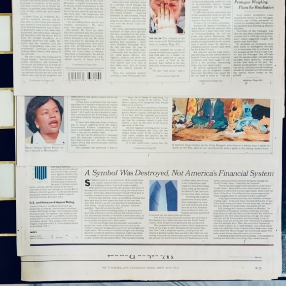 Thursday, 9/13/2001 edition of The New York Times - Picture 5 of 5